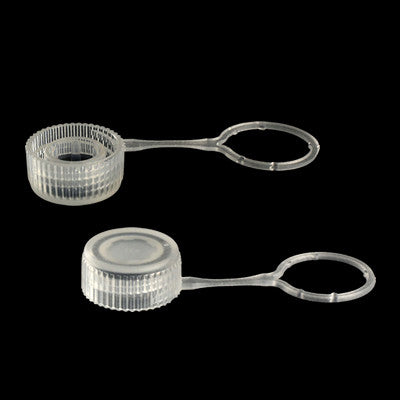 Insertable Screw Cap with Tether and O-Ring, Clear - Uniscience - Uniscience Corp.