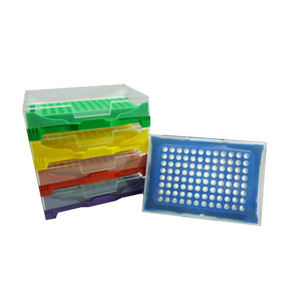 Stacking 96-well PCR Work-up rack with lid