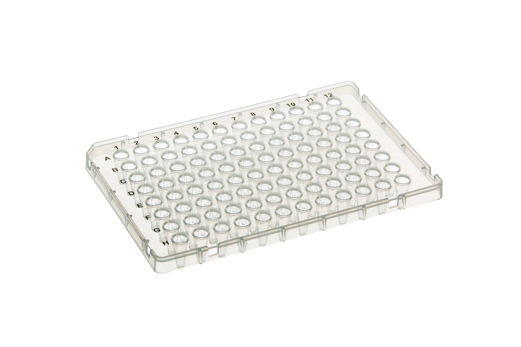 Semi-Skirt Raised Rim FAST Low Profile Fast 96-well PCR Plate, Clear - Uniscience Corp.